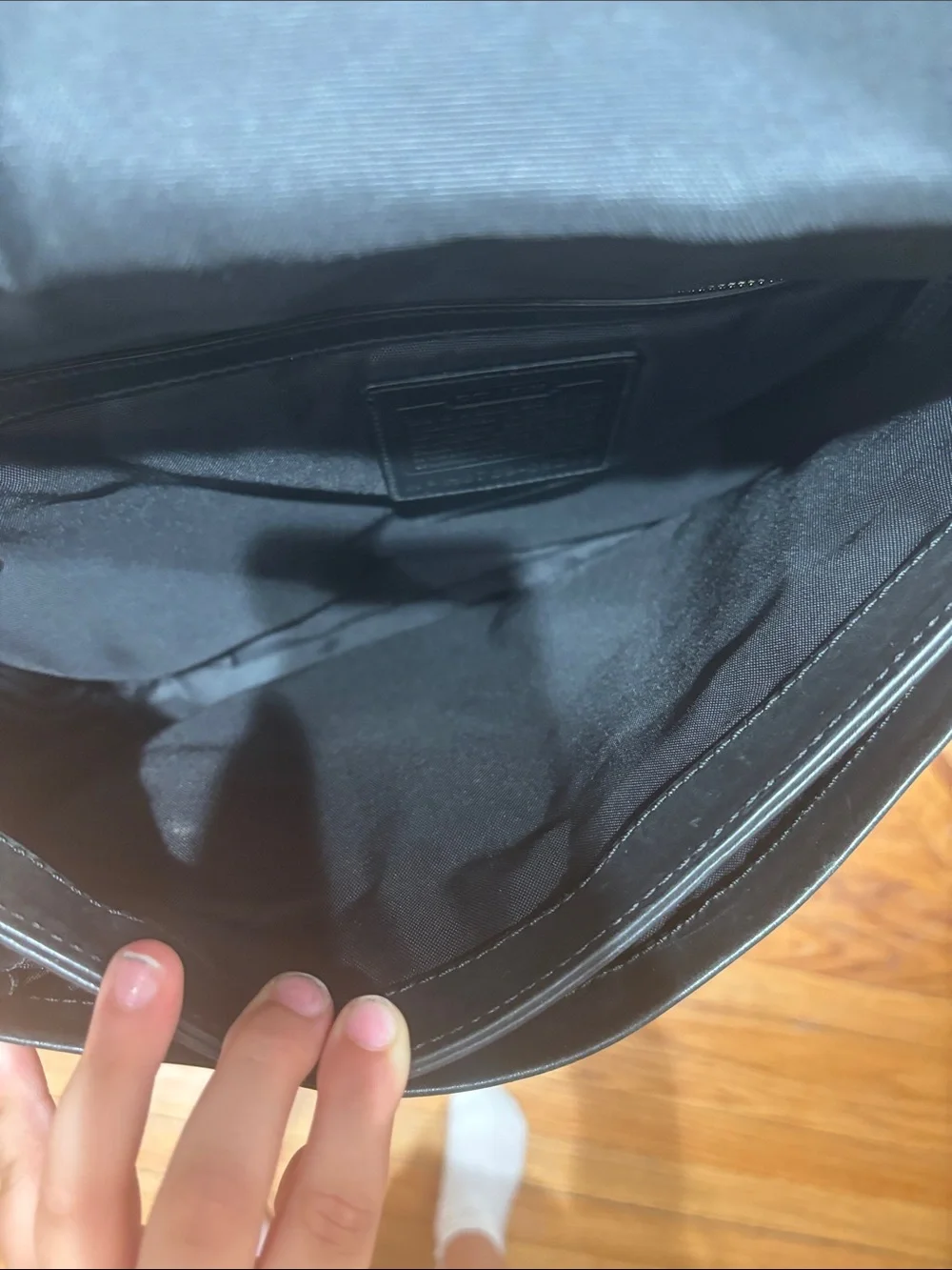 Coach Black Leather Messenger Bag with Top Handle